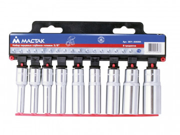 Набор торцевых глубоких головок 3/8&quot, 8-19 мм, 9 предметов МАСТАК 001-3009H