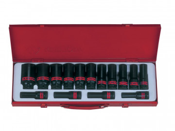 Набор ударных глубоких торцевых головок 1/2", шестигранные, 3/8"-1&1/4", 15 предметов KING TONY 4416SP