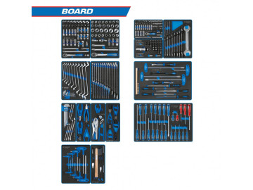 KING TONY Набор инструментов BOARD для тележки, 15 ложементов, 325 пр. 934-325MRVD