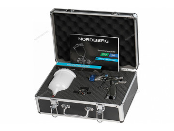 Краскопульт LVMP с верхним бачком, сопло 1,4 мм, алюминиевый кейс NORDBERG NP7017