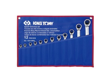 Набор комбинированных трещоточных ключей, 8-24 мм, чехол из теторона, 12 предметов king tony 122a12mrn